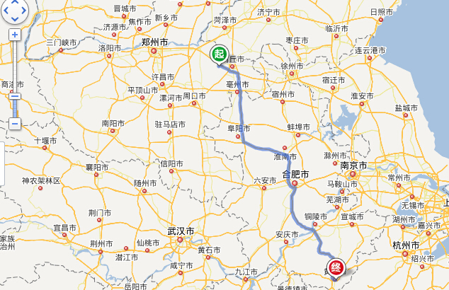 宁陵到黄山自驾车路线图