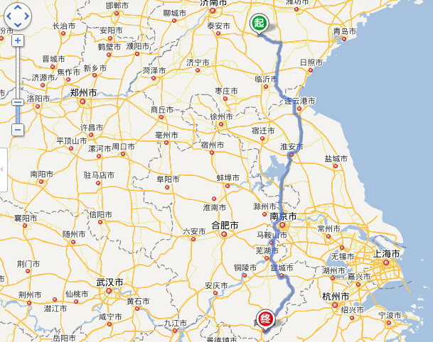 从沂源起点到青兰高速公路  2.青兰高速公路  3.长深高速公路  4.