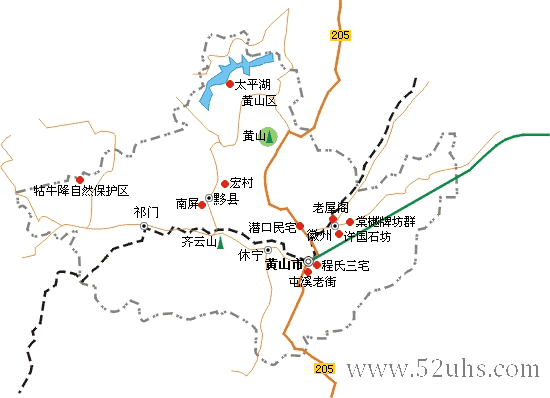 黄山,黄山市,黄山区之间的区别